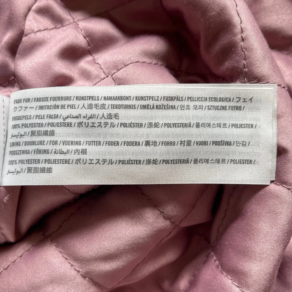 Abercrombie & Fitch Womens XL Sherpa Fleece Full Zip Jacket Cream Mauve Pink
